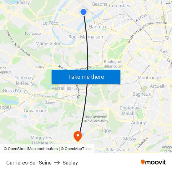 Carrieres-Sur-Seine to Saclay map