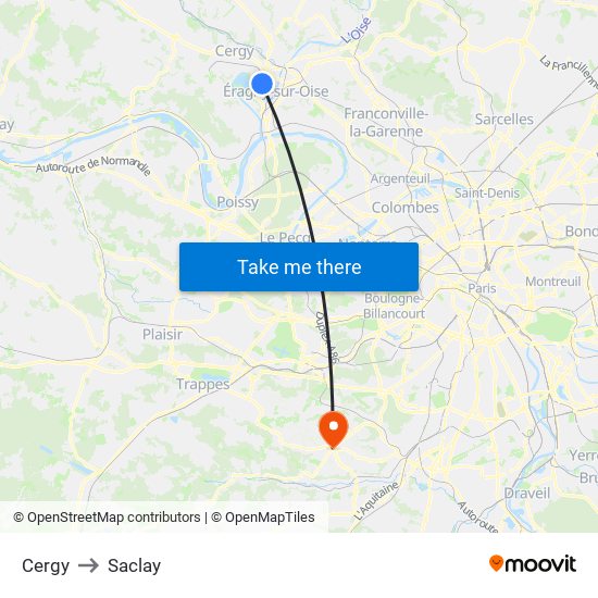 Cergy to Saclay map