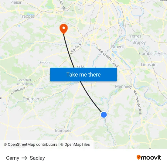 Cerny to Saclay map