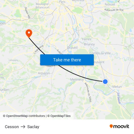 Cesson to Saclay map