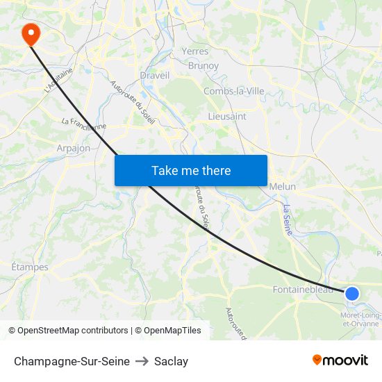 Champagne-Sur-Seine to Saclay map