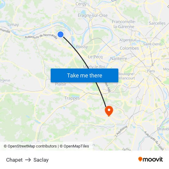 Chapet to Saclay map