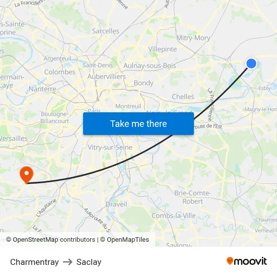 Charmentray to Saclay map
