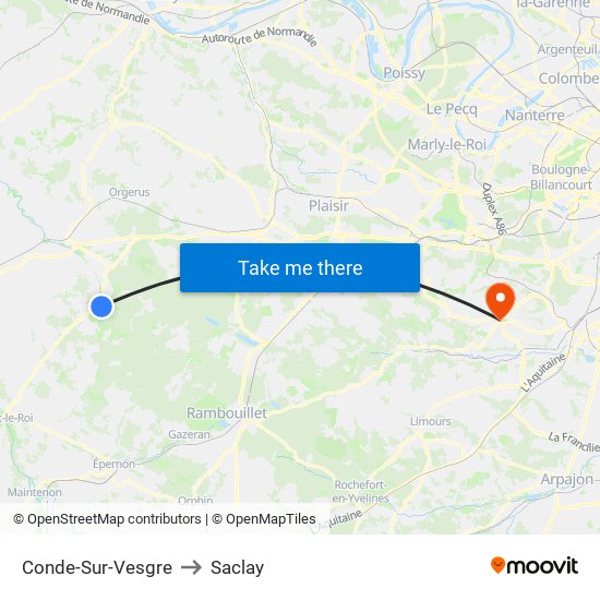 Conde-Sur-Vesgre to Saclay map