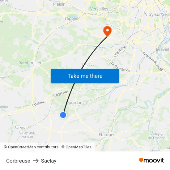 Corbreuse to Saclay map