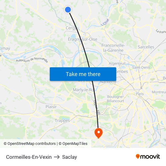 Cormeilles-En-Vexin to Saclay map