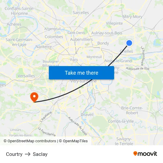 Courtry to Saclay map