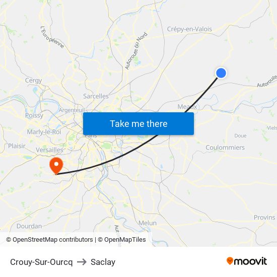 Crouy-Sur-Ourcq to Saclay map