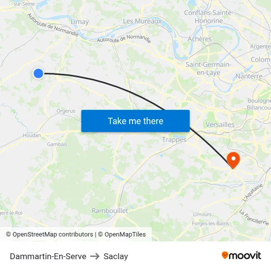 Dammartin-En-Serve to Saclay map