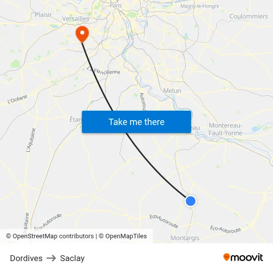 Dordives to Saclay map