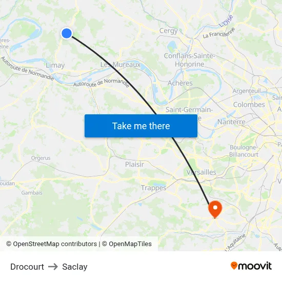 Drocourt to Saclay map