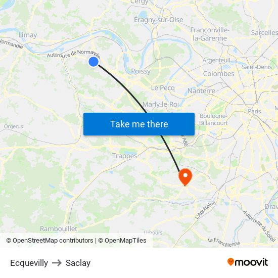 Ecquevilly to Saclay map