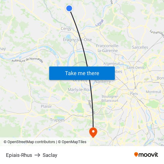 Epiais-Rhus to Saclay map