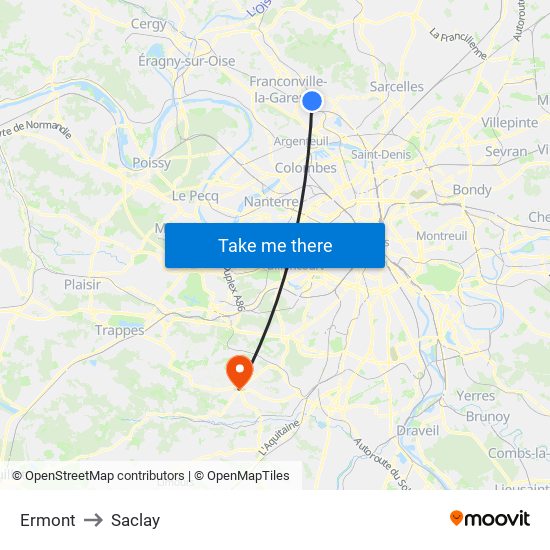 Ermont to Saclay map