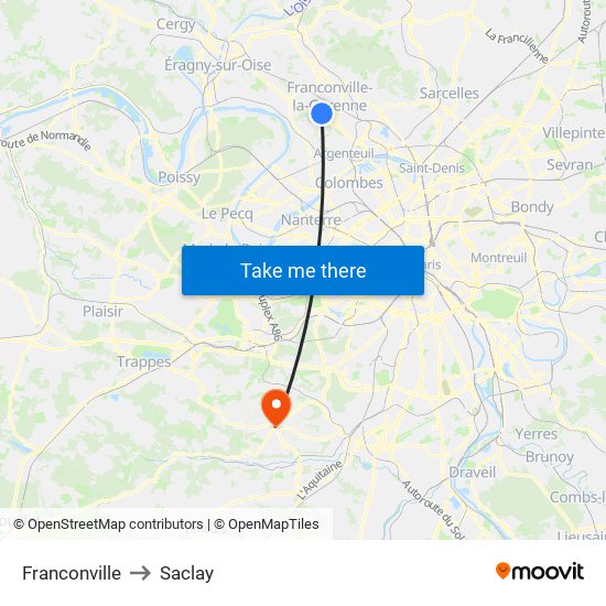 Franconville to Saclay map