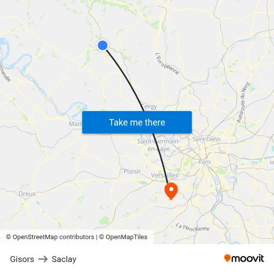 Gisors to Saclay map