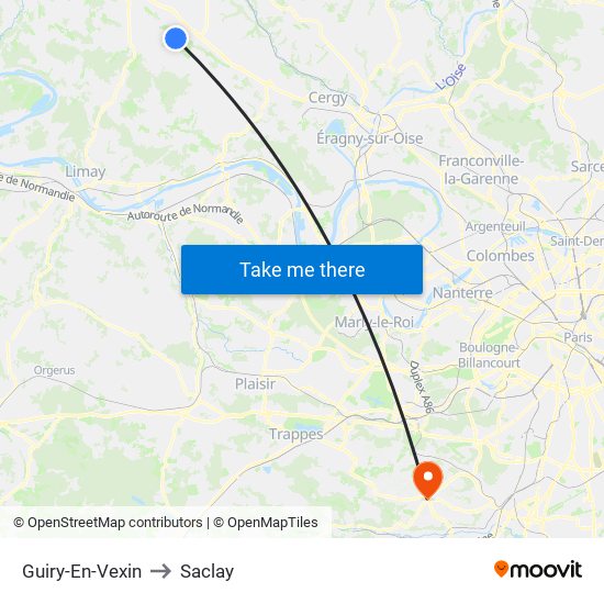 Guiry-En-Vexin to Saclay map