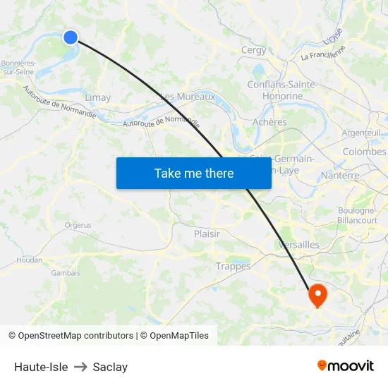 Haute-Isle to Saclay map