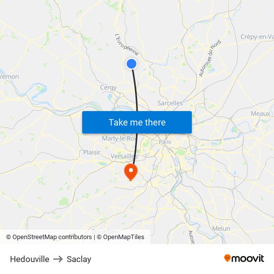 Hedouville to Saclay map