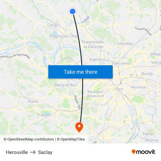 Herouville to Saclay map