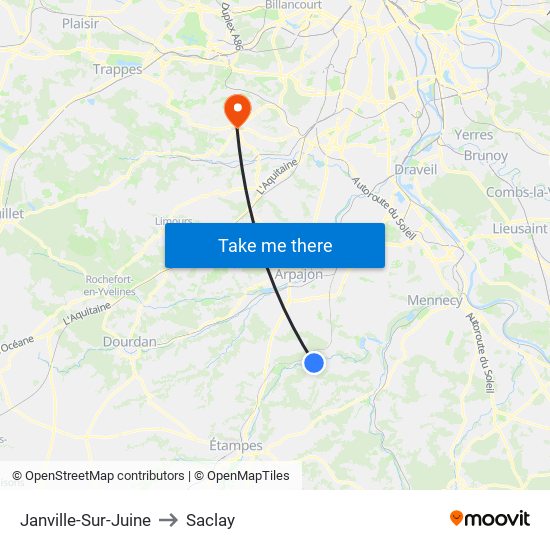 Janville-Sur-Juine to Saclay map