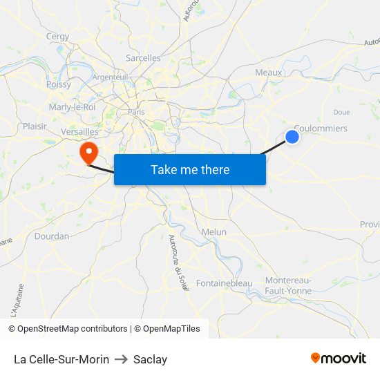 La Celle-Sur-Morin to Saclay map