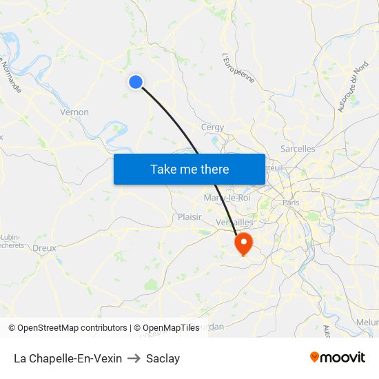 La Chapelle-En-Vexin to Saclay map