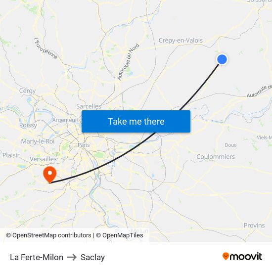 La Ferte-Milon to Saclay map