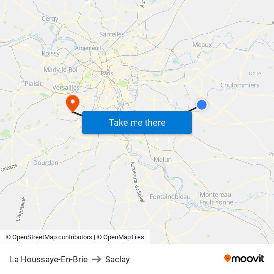 La Houssaye-En-Brie to Saclay map