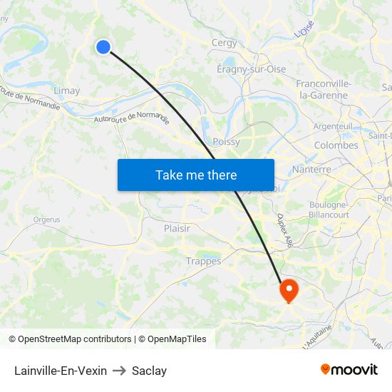 Lainville-En-Vexin to Saclay map