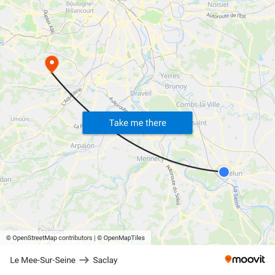 Le Mee-Sur-Seine to Saclay map