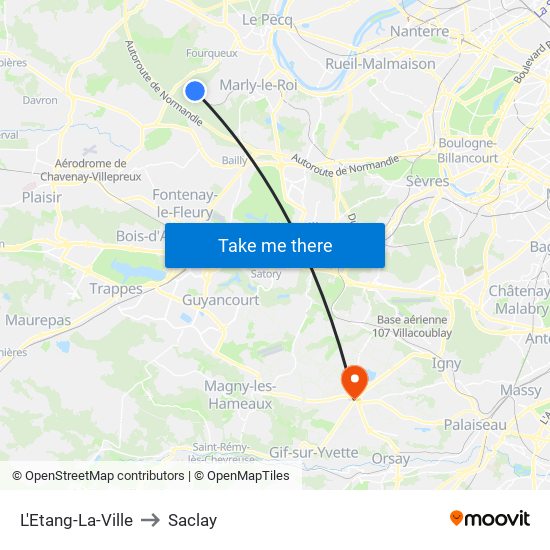L'Etang-La-Ville to Saclay map