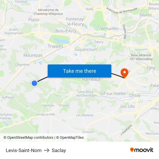 Levis-Saint-Nom to Saclay map