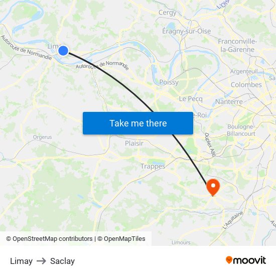 Limay to Saclay map
