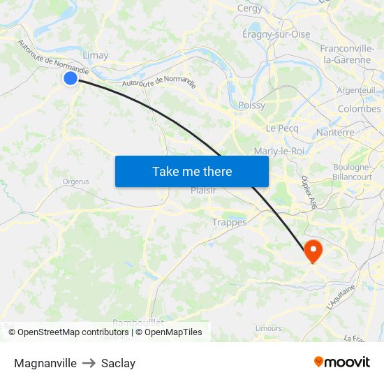 Magnanville to Saclay map