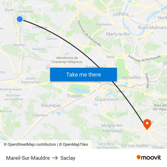Mareil-Sur-Mauldre to Saclay map
