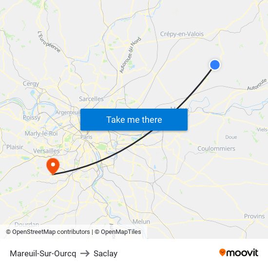 Mareuil-Sur-Ourcq to Saclay map