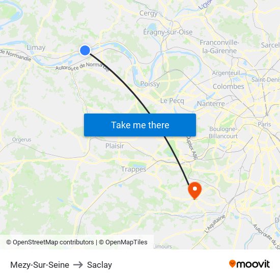 Mezy-Sur-Seine to Saclay map
