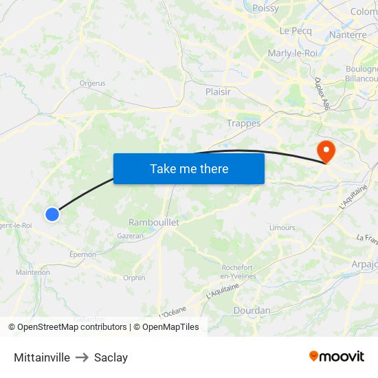 Mittainville to Saclay map
