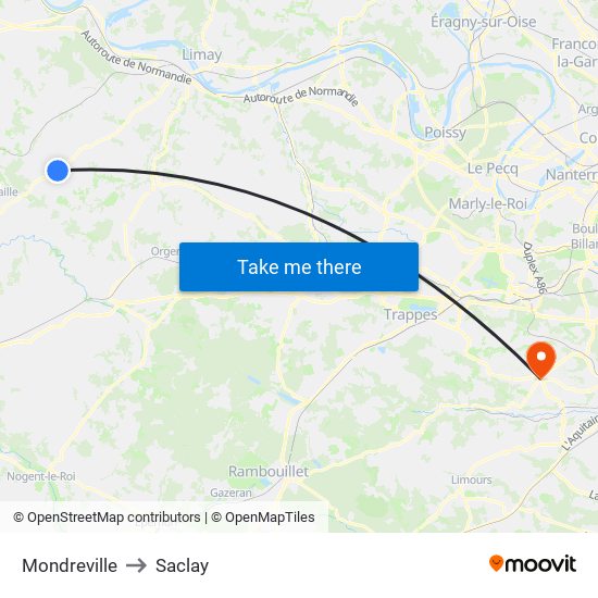 Mondreville to Saclay map