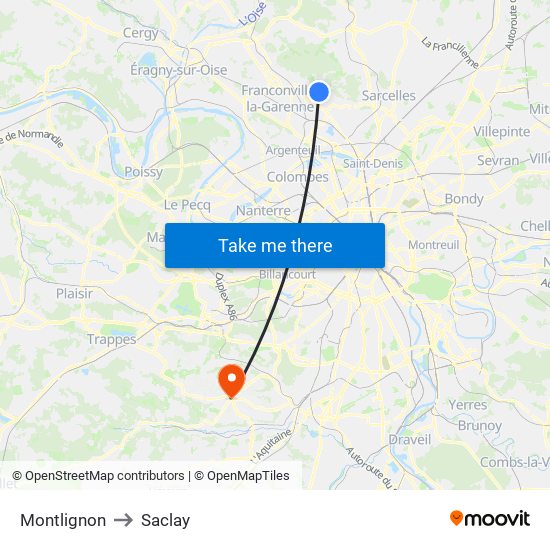 Montlignon to Saclay map