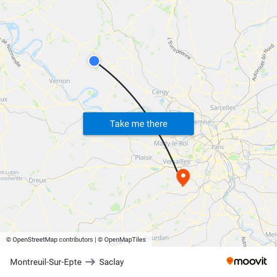 Montreuil-Sur-Epte to Saclay map