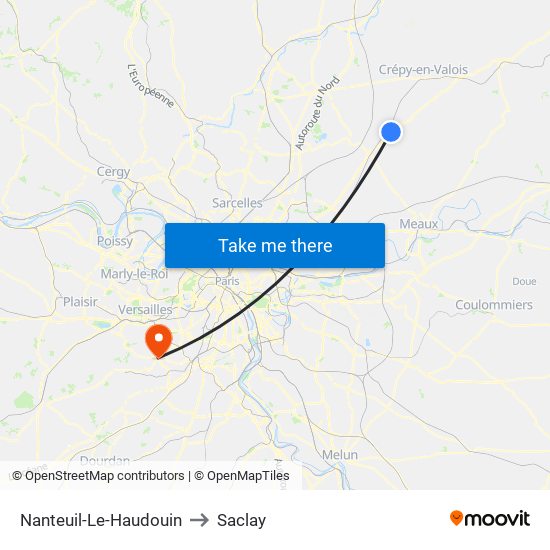 Nanteuil-Le-Haudouin to Saclay map