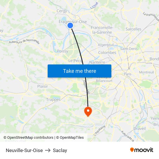 Neuville-Sur-Oise to Saclay map