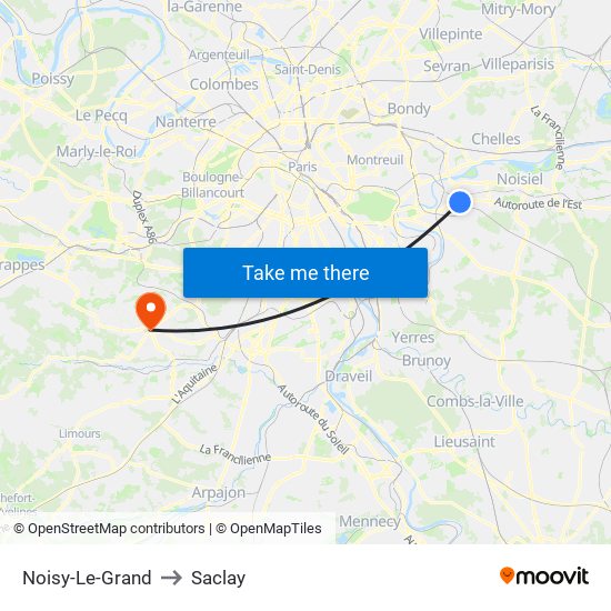 Noisy-Le-Grand to Saclay map