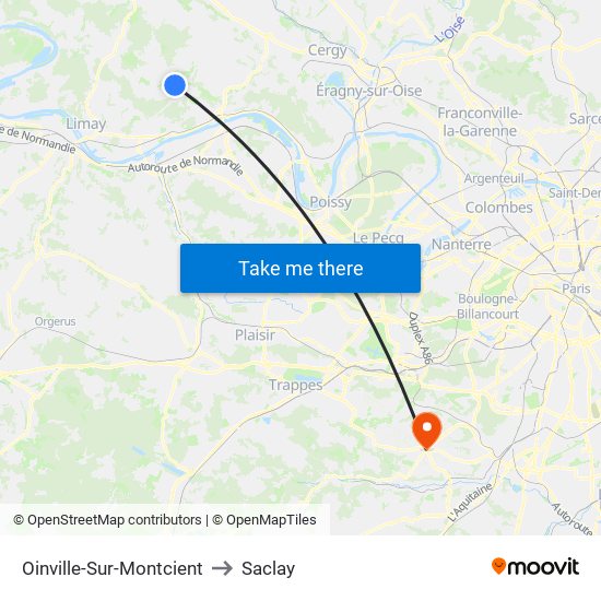 Oinville-Sur-Montcient to Saclay map