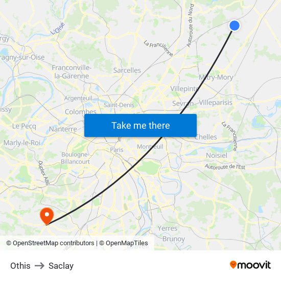 Othis to Saclay map