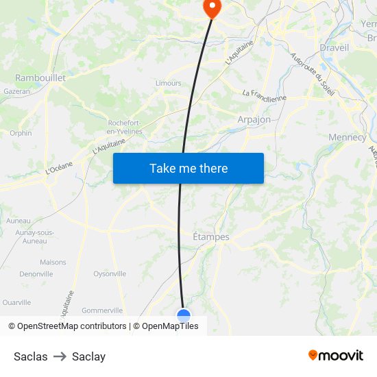 Saclas to Saclay map