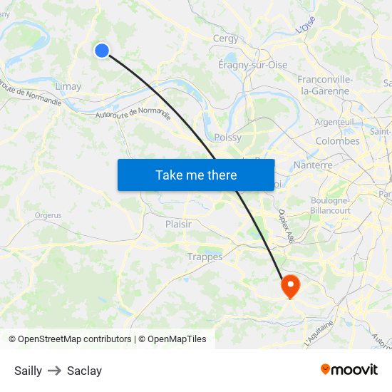 Sailly to Saclay map