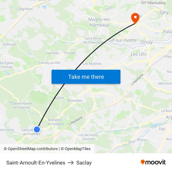 Saint-Arnoult-En-Yvelines to Saclay map